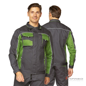 Костюм мужской «Бренд 2 2020» тёмно-серый/зелёный (куртка и полукомбинезон). Артикул: 9425. Цена от 5 366,00 р. в г. Москва